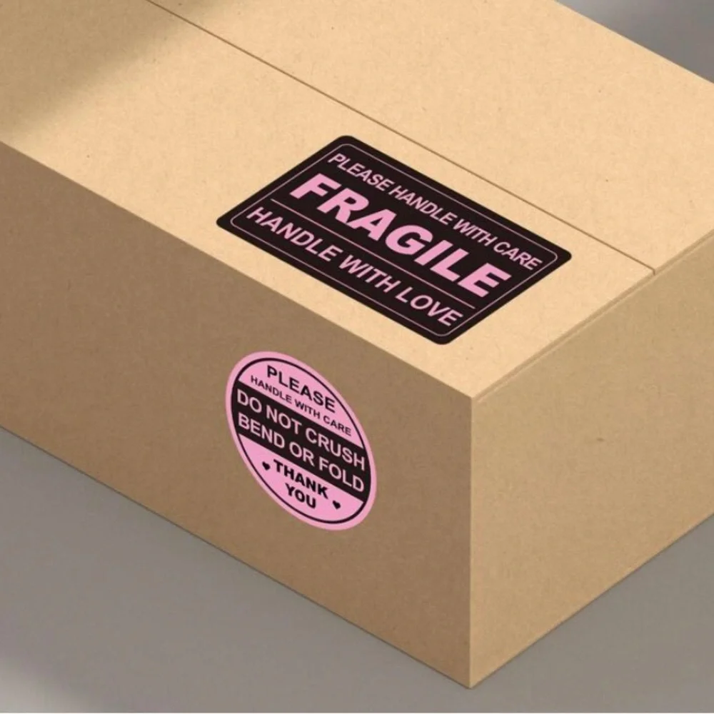 50 Pc Pink/Black Fragile Stickers 💖 - Picture 3 of 4